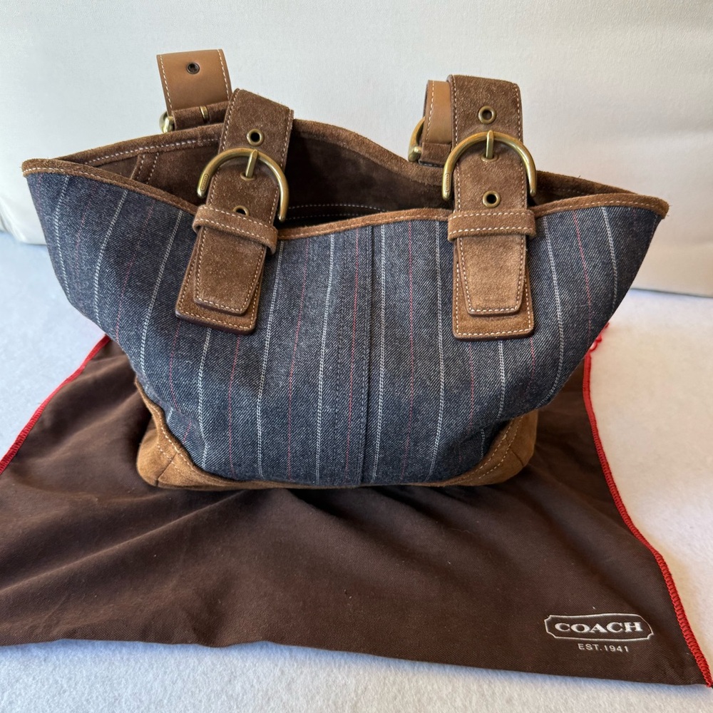 Coach Blue denim and suede Shoulder Bag